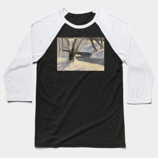 Snowy River Oil on Canvas Baseball T-Shirt